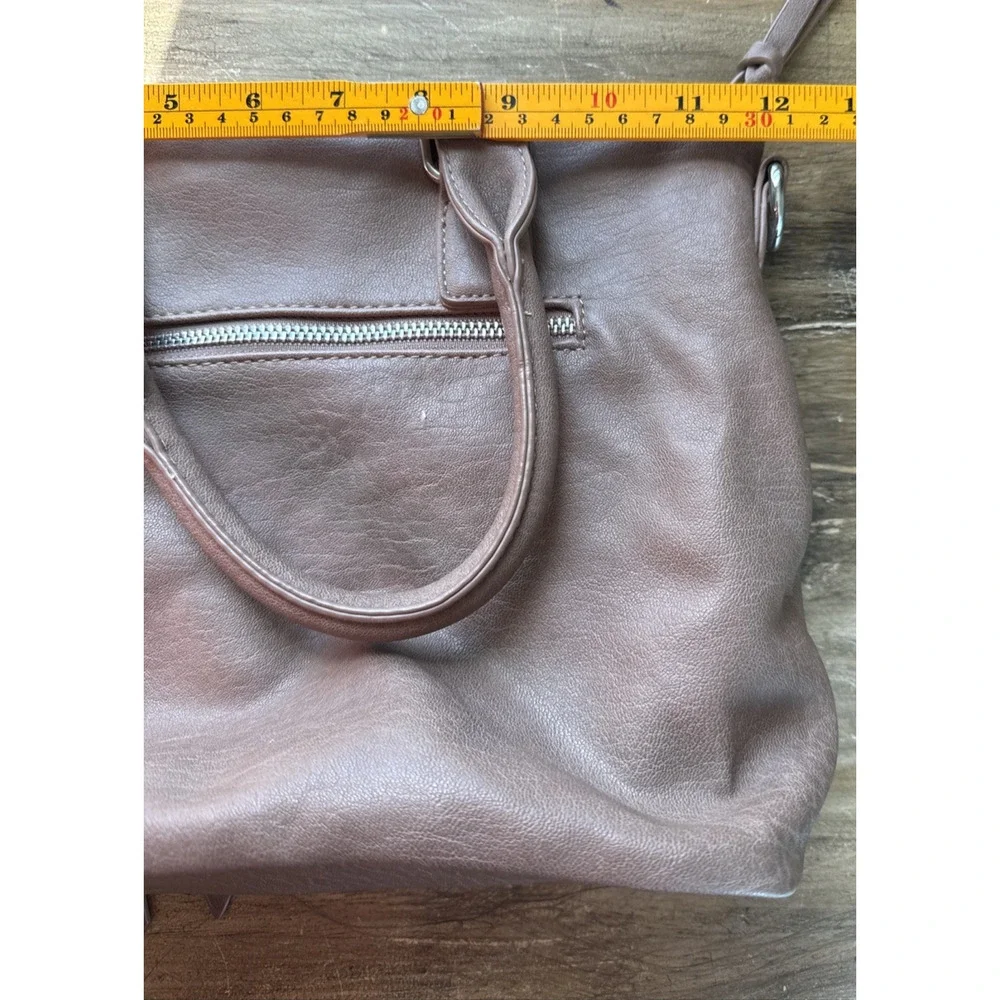Antik Kraft Clover Satchel Shoulder Bag Vegan Leather Light Taupe Crossbody